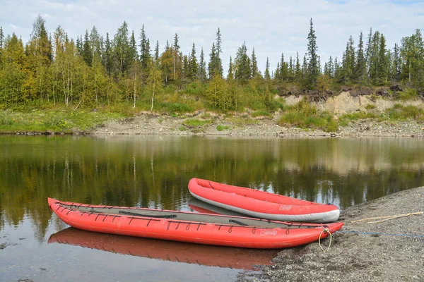 Kayak Gonfiabile Sull Acqua Rafting Turistico Sul Fiume Nord — Foto Stock