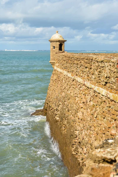 Cadiz 'de bir kale. Atlantik kıyısındaki İspanyol şehri manzarası.