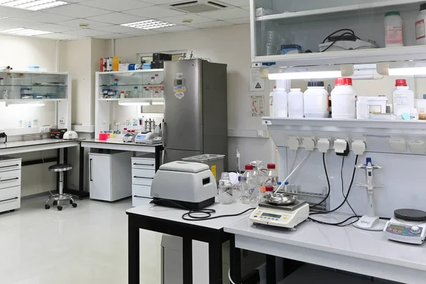 In a scientific biological laboratory. Laboratory room with furniture and instruments.