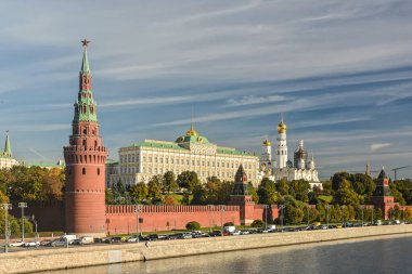 Moskova Kremlin ve toprak seti. Rus başkentinin merkezi..