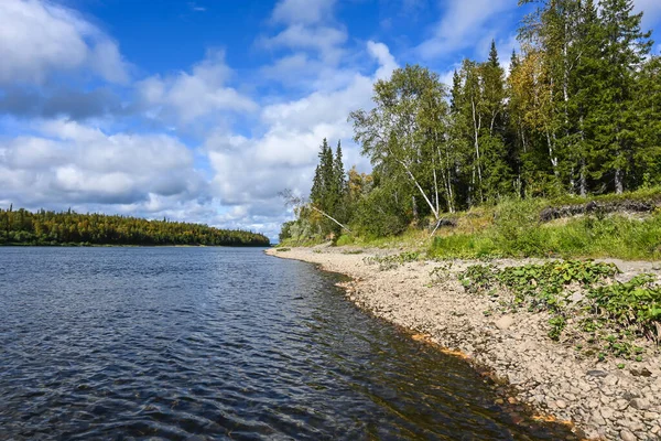 Río Taiga Paisaje Acuático Verano Los Bosques Del Norte —  Fotos de Stock