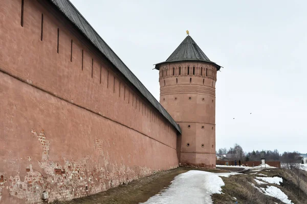 Paredes Mosteiro Suzdal Anel Ouro Rússia Início Primavera — Fotografia de Stock