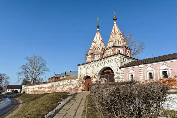 Mura Del Monastero Suzdal Anello Oro Della Russia Inizio Primavera — Foto Stock