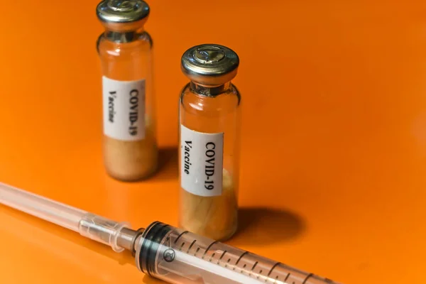 Očkování Proti Koronaviru Injekční Lahvička Vakcínou Pro Prevenci Covid — Stock fotografie