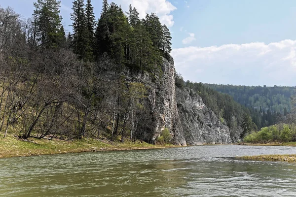 Rocks Banks Zilim River Spring Natural Park Zilim Republic Bashkortostan — Stock Photo, Image