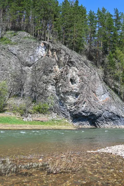 Rocks Taiga River Zilim Nature Park Bashkir Urals Russia — Stock Photo, Image