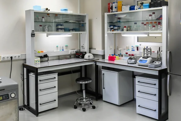 Interior Moderno Laboratorio Investigación Lugar Trabajo Para Desarrollo Científico Biológico Imagen De Stock