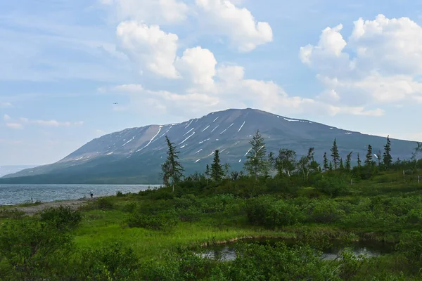 Putorana Yaylası Glubokoe Gölü Ndeki Dağ Sandığı Rusya Daki Krasnoyarsk — Stok fotoğraf