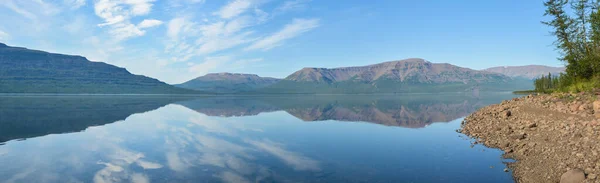 Panorama Mountain Lake Putorana Plateau Panoramic Water Landscape Eastern Siberia — Stock Photo, Image