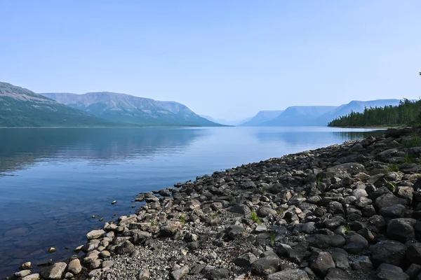 Mountain Lake Putorana Plateau Water Landscape Region Active Tourism Russia — Stock Photo, Image