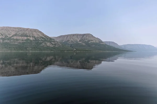 Putorana Plateau Ett Dimmigt Dis Över Sjön Sommarsjölandskap Östra Sibirien — Stockfoto