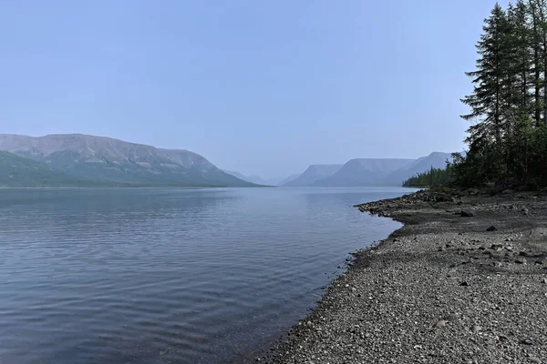 Putorana Plateau Ein Nebliger Dunst Über Dem See Sommerliche Seenlandschaft — Stockfoto