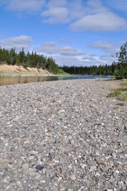 Nehrin kuzeyindeki çakıl plajı. 
