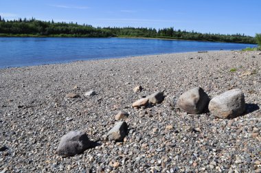 Nehrin kuzeyindeki çakıl plajı. 