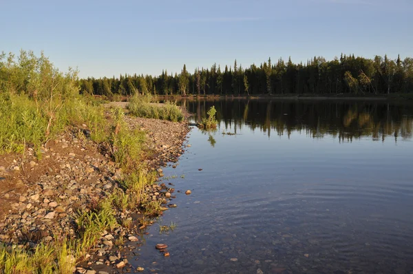 's avonds rivierlandschap. — Stockfoto