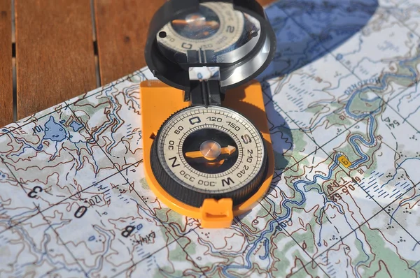 Compass, map. — Stock Photo, Image