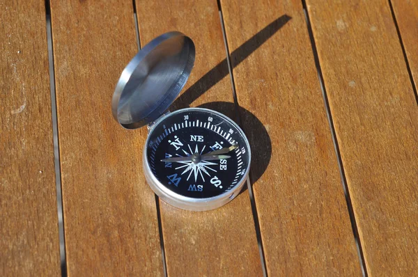 Compass on the boards. — Stock Photo, Image