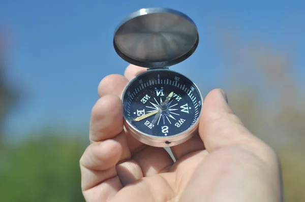 Compass in the palm of your hand. — Stock Photo, Image