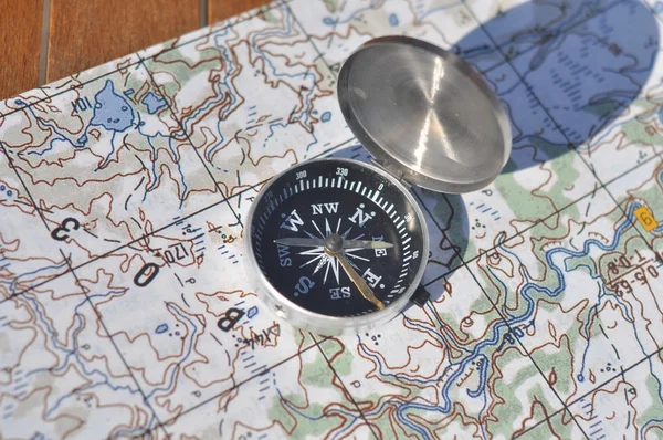 Compass, map. — Stock Photo, Image