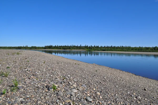 Güneşin altında sessiz Kuzey Nehri. — Stok fotoğraf