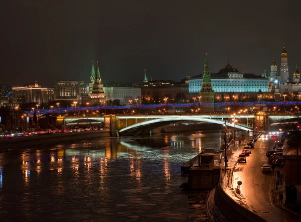 Der Moskauer Kreml in der Nacht. — Stockfoto