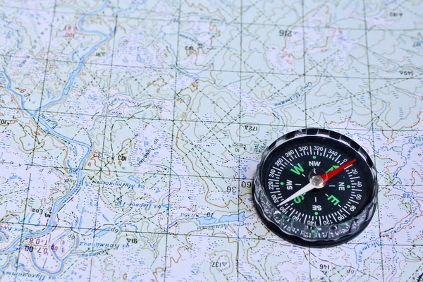 Compass on the map. — Stock Photo, Image