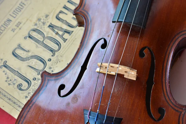 German ancient violin and notes. — Stock Photo, Image