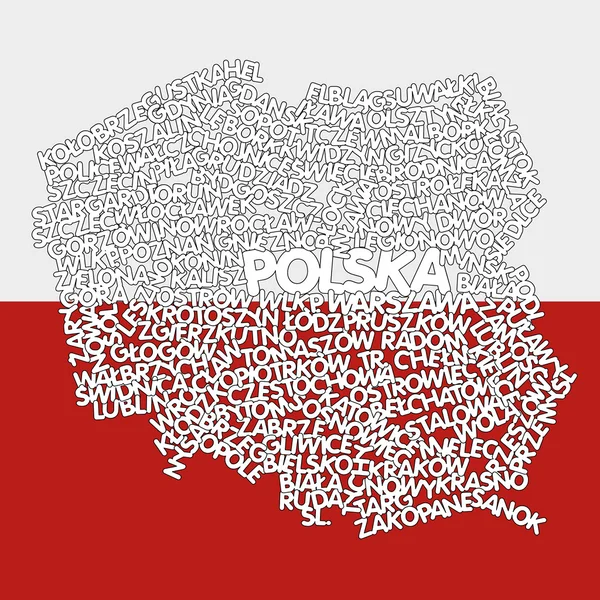 Slovo mrak Mapa Polska — Stockový vektor