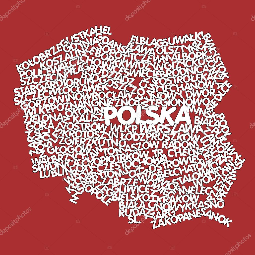 Word cloud map of Poland