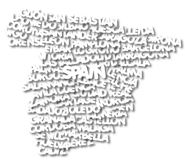 Word cloud map of Spain — Stock Photo, Image