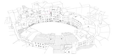 Oval şehir meydanında, lucca, İtalya