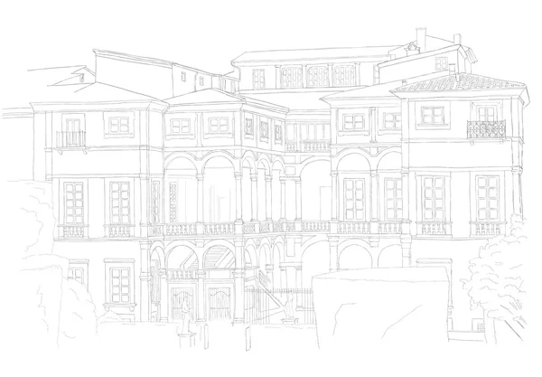 Villa italiana en Lucca - boceto urbano — Vector de stock
