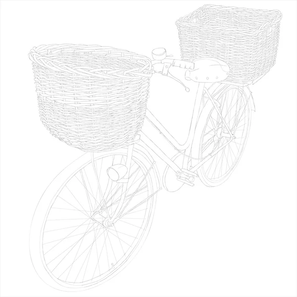 Bicicleta vintage con cesta — Vector de stock