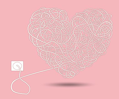 Network cable twisted in the shape of the heart