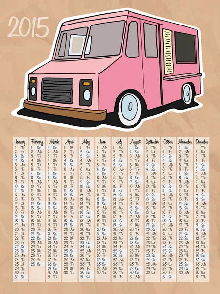 2015 calendario con camión de helados — Vector de stock