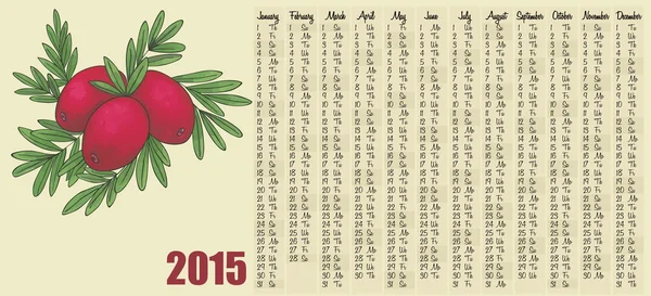 Calendrier 2015 avec canneberge — Image vectorielle