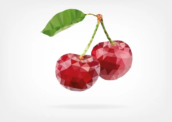 Petites baies de cerise rouge Poly — Image vectorielle