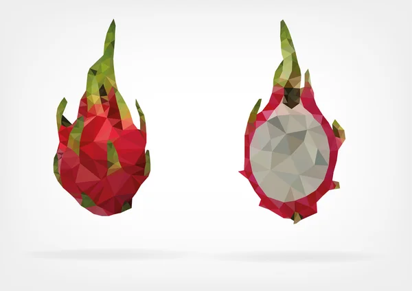 Fruta de Pitaya baixa Poly — Vetor de Stock