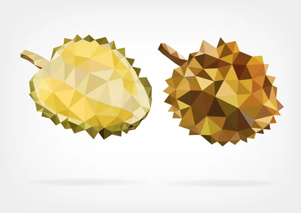 Low-Poly-Durian-Früchte — Stockvektor