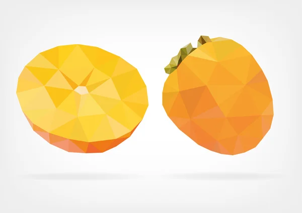 Faible Poly Kaki fruit — Image vectorielle