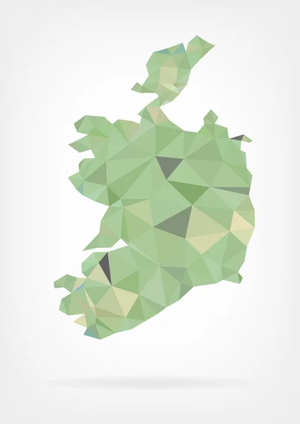 Låga Poly karta över Irland — Stock vektor