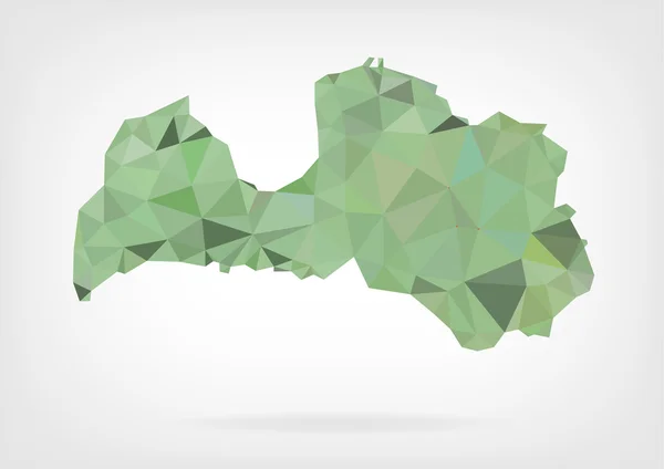 Low Poly Mapa de Letonia — Vector de stock