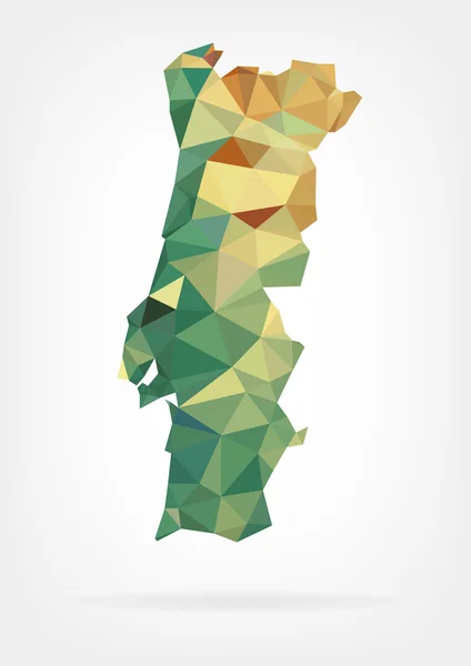 Low Poly map of Portugal — Stock Vector