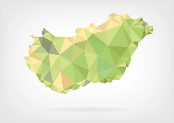 Low Poly mapa Węgier — Wektor stockowy