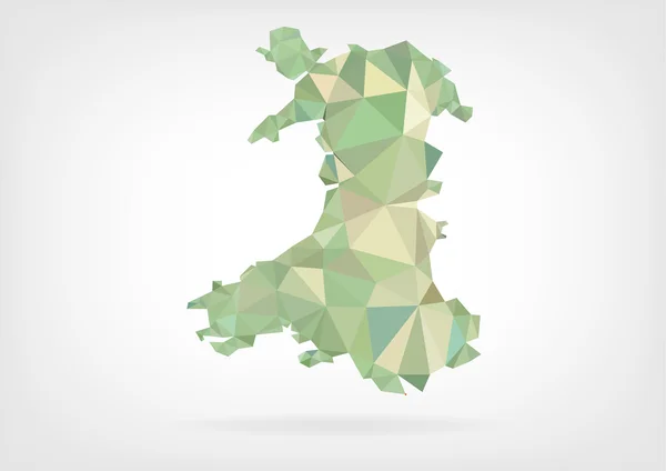 Low Poly carte de Pays de Galles — Image vectorielle