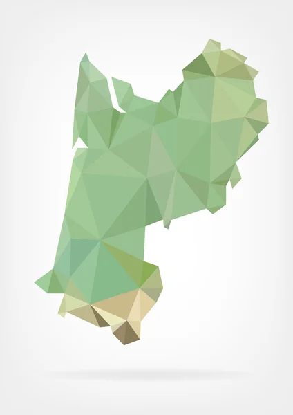 Low Poly mapa francouzského regionu Aquitaine — Stockový vektor