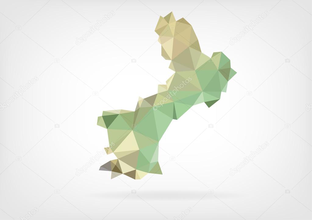 Low Poly map of french region Languedoc-Roussillon