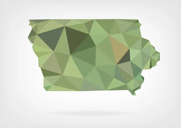 Faible carte poly de l'état de l'Iowa — Image vectorielle
