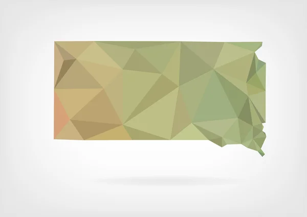 Low Poly map of South Dakota state — Stock Vector