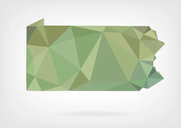 Low-Poly-Karte des Staates Pennsylvania — Stockvektor